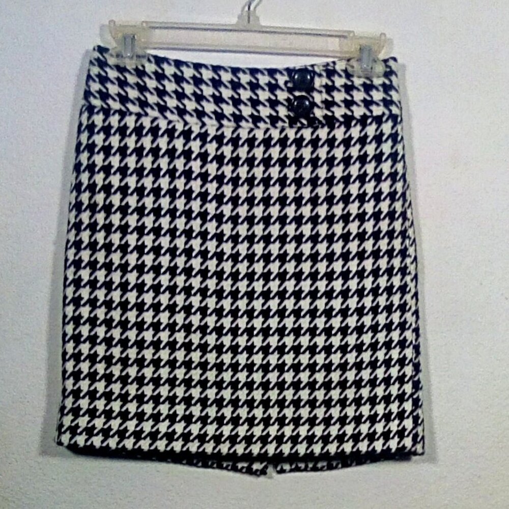 NWT Ann Taylor Petite Factory Pencil Skirt Size 00P Black Ivory - Picture 3 of 14